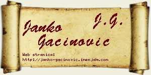 Janko Gaćinović vizit kartica